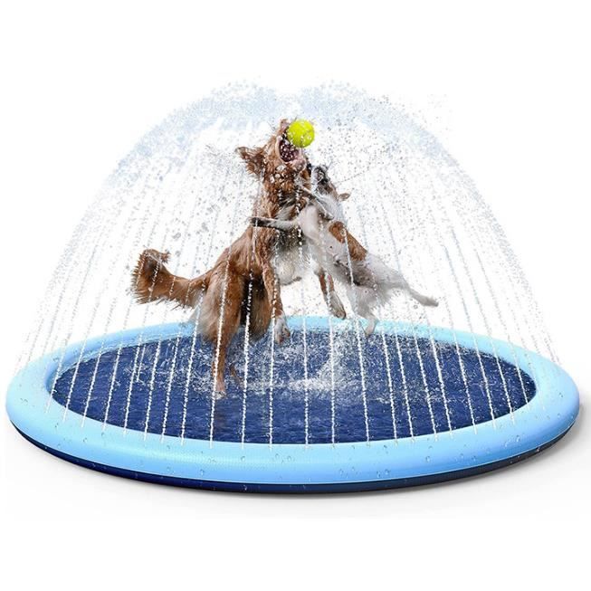 piscine pour chien, tapis de jet d'eau, baignoire chien, tapis de pulvérisation,  fond antidérapant, 100×7cm pour petits chiens