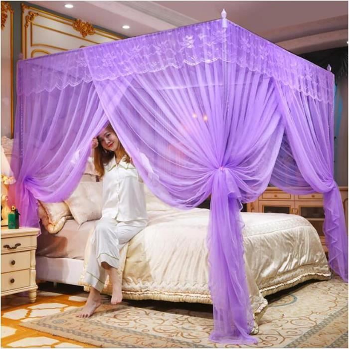 Moustiquaire Pour Lit à Baldaquin - Rideaux En Maille Anti-Moustiques - Protection Intimité - 120x200x200cm - Beige