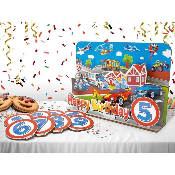 Couronne D'anniversaire Enfant En Mousseline - Chiffres Interchangeables 0 à 9 - Taille Réglable, Pompons - Vert