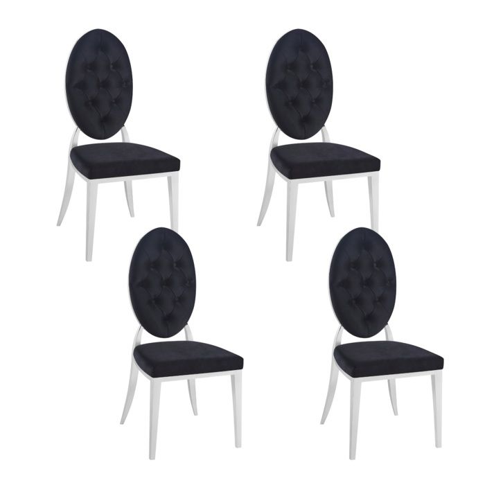 lot de 4 chaises medaillon capitonnées  velours noir
