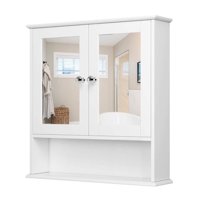 Armoire De Toilette Avec Miroir Meuble De Rangement Murale De Salle De Bain Avec 2 Portes 56 13 58cm Achat Vente Armoire De Toilette Armoire De Toilette Avec Mi Soldes Sur