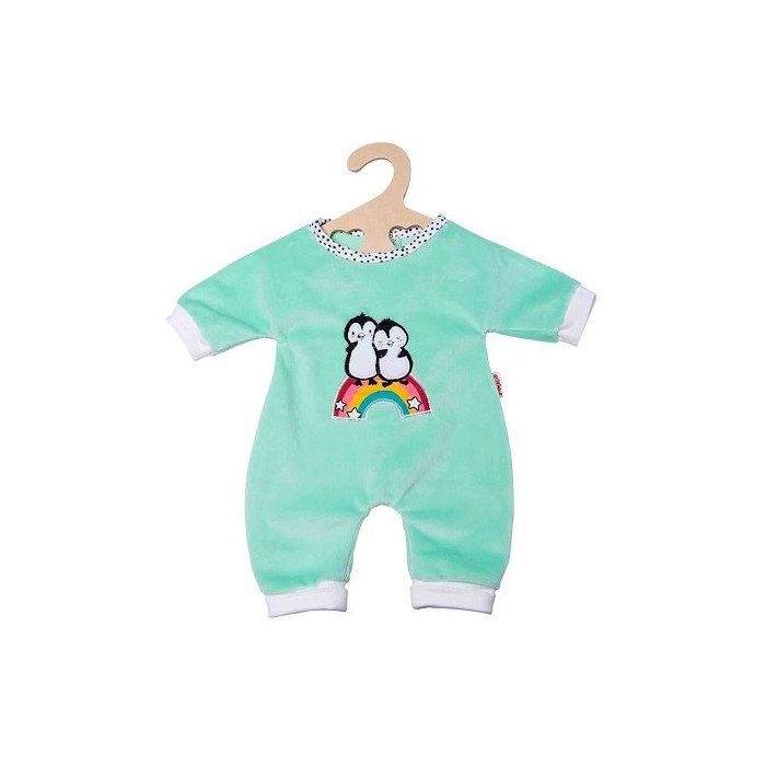 Pyjama doux Pingouin pour poupon 28-35 cm coloris vert - Vetement de nuit poupee - Grenouillere Dors bien Combinaison