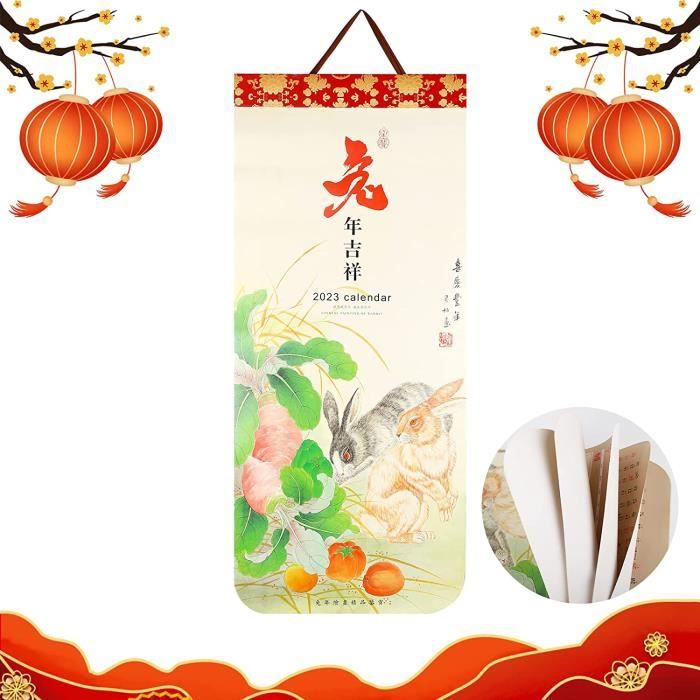Calendrier Mural Chinois 2026 Année Du Cheval - Feng Shui, Lunaire, 76x32cm
