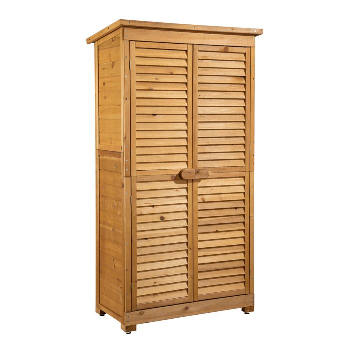 Wiltec Armoire de jardin avec Portes en lamelles – 870 x 465 x 1600 mm – en Bois dépicéa avec toit bitumé – Jardinage Rangement Out Wiltec Armoire de jardin avec Portes en lamelles – 870 x 465 x 1600 mm – en Bois dépicéa avec toit bitumé – Jardinage Rangement Out