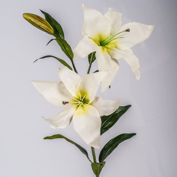 Lys artificiel blanc, 2 fleurs, 95 cm, Ø 15 cm - lys tergal - fleur artificielle blanche - artplants