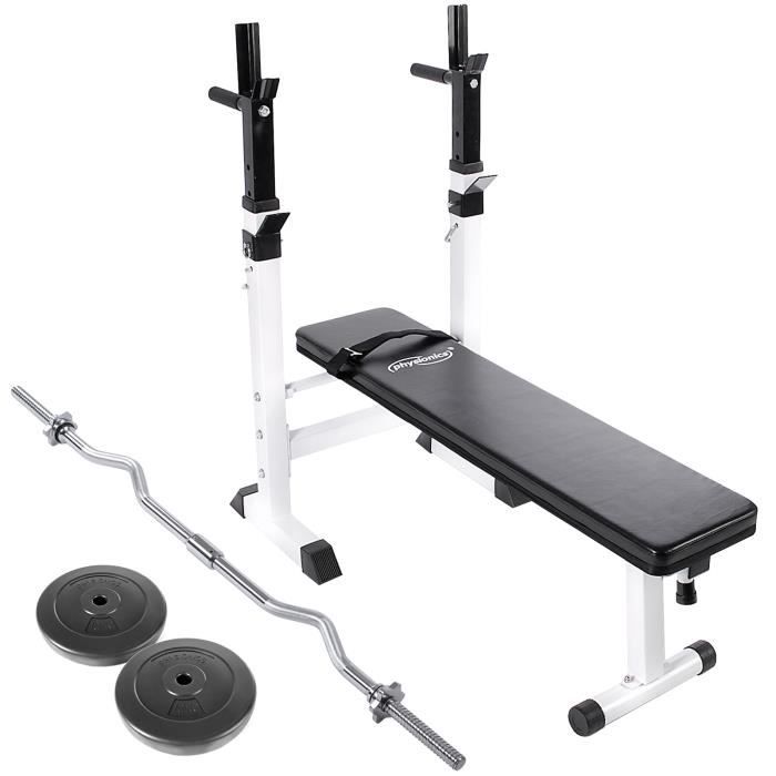 Banc De Musculation Pliable Corenght Avec Barre Et 2 Poids De 5 Kg, Neuf