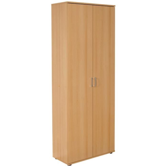 Armoire De Rangement A 2 Portes Et 5 Etageres Coloris Hetre Achat Vente Armoire De Chambre Armoire De Rangement A 2 Po Panneaux De Particules De Haute Qualite Cdiscount