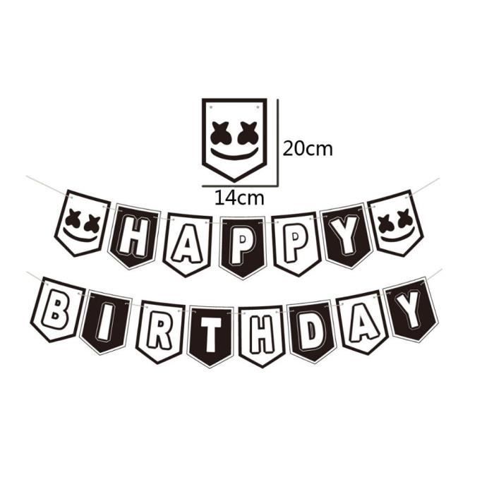 Flag 1pcs Dj Marshmello Theme Musique Festival Blanc Noir Joyeux Anniversaire Fete Decoration Drapeau Decoration De Gateau Ballons Cdiscount Maison