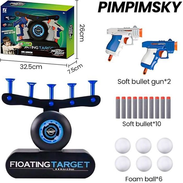 Jeu Cible Flottant Hover Shot Cible Pour Balles Suspension Électrique Pour Enfants Hover Shot Flottant Balle Flottante Hover Shot Game Jeu de fléchettes en Mousse avec Cible soufflante et Pistolet Hover Shot B 