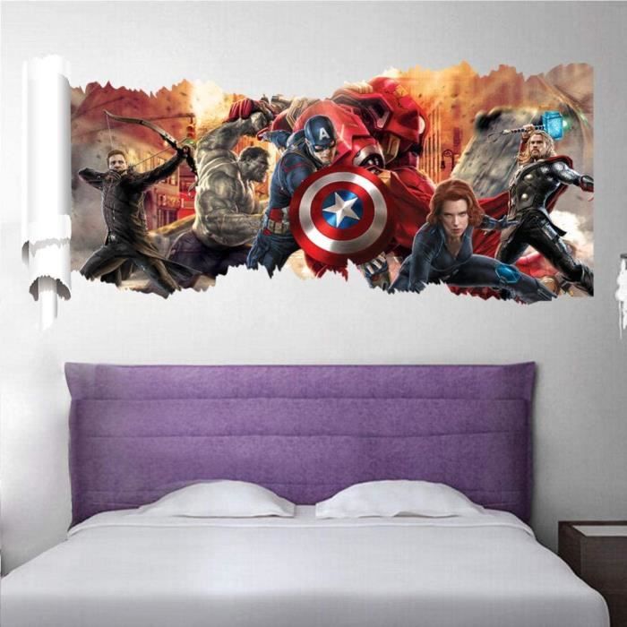 Personnalisé Tout Nom Avengers Applique Murale 3D Art Stickers Vinyl Chambre à coucher 13