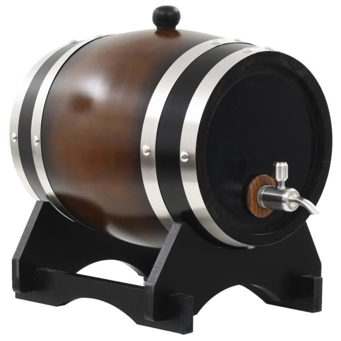 Tonneau à Vin En Verre Avec Robinet – 3L, 4L Ou 5L – Support Métal Et Base Bois – Distributeur De Boissons Pour Fête, Bar à Domicile