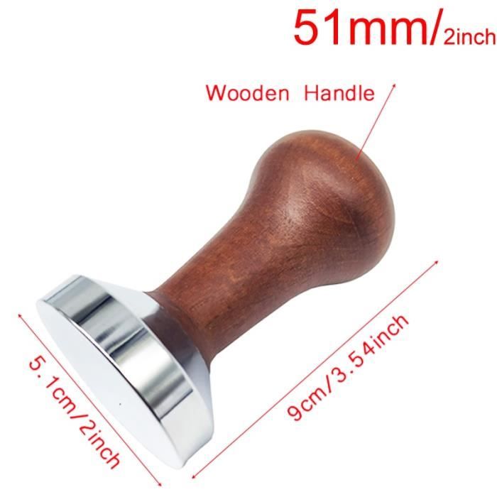 Tasseur à Café Professionnel 51 Mm - Acier Inoxydable Avec Manche En Bois, Pour Expresso Parfait