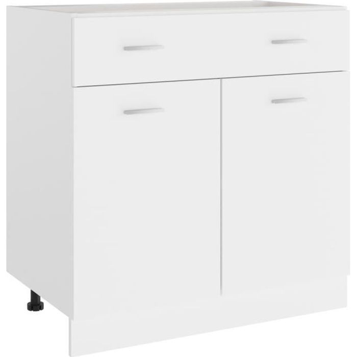 Armoire de cuisine - Aggloméré - Blanc - 80x46x815 cm - Tiroir et étagères