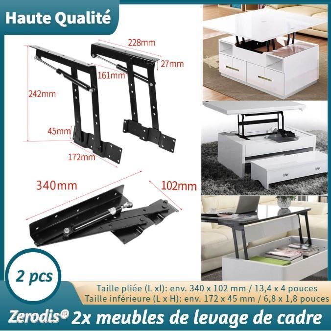 Capacité de Charge de 50kg Zerone Charnière Hydraulique 2Pcs Cadre de Levage de Table Basse pour Salon Bureau Chambre Hôtel Bricolage 