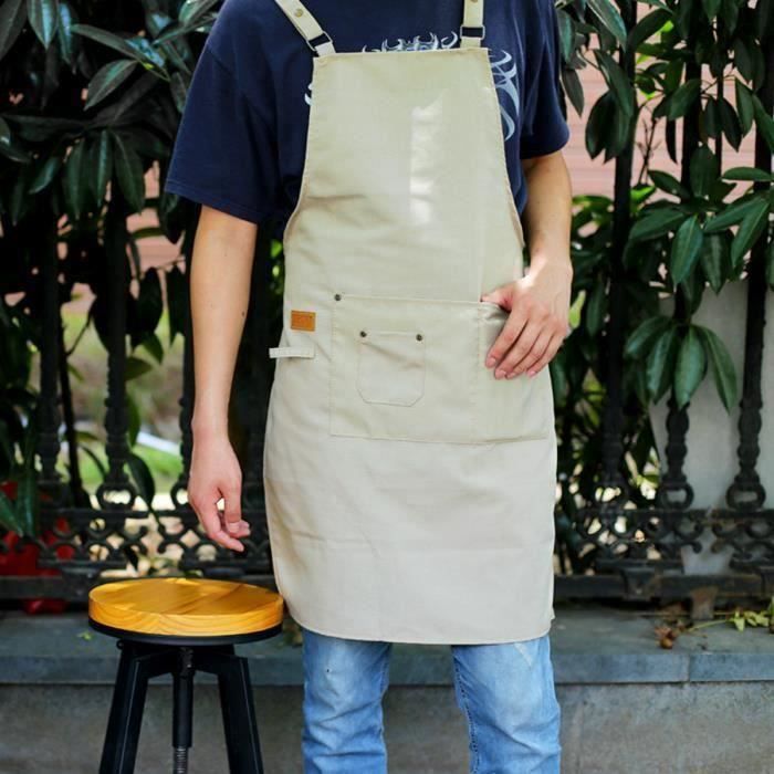 Polyester bleu solide Couleur Uni Unisexe Cuisine Traiteur Tablier de travail avec double poche Taille unique