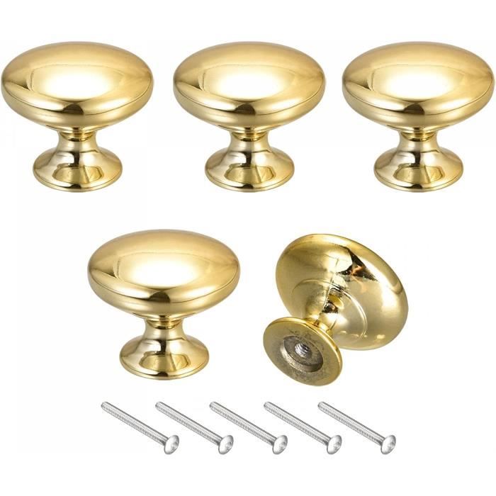 Poignées De Meuble En Alliage De Zinc Doré - Lot De 10 - Diamètre 3 Cm - Pour Portes Et Tiroirs D'armoire, RV, Maison