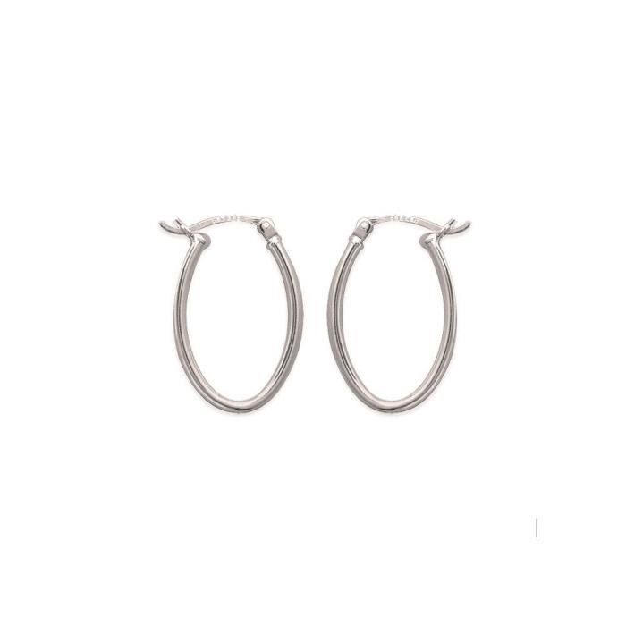 Boucles D'oreilles Créoles Ouvertes Avec Boule En Argent 925 Rhodié - Bijouxia - Neuf Avec étiquettes
