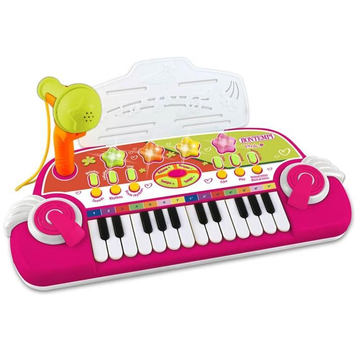 Piano Electrónico Bontempi Con Micrófono | 37 Teclas Y Luces | Juguete Musical Infantil