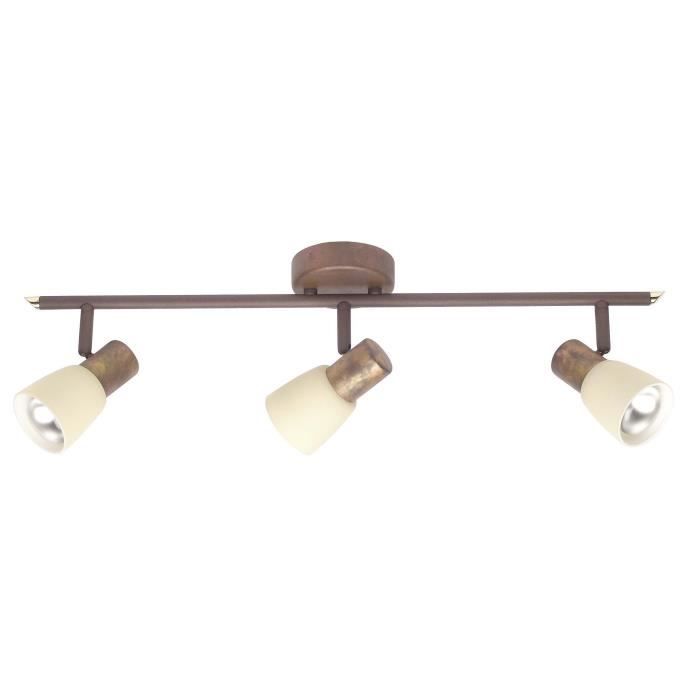 Plafonnier - BRILLIANT - Luca - 3 lumières - Cuivre vieilli et beige - E14 40W