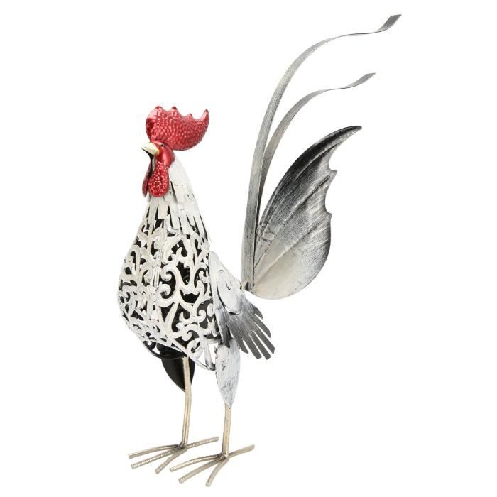 Grand Coq En Métal – Décoration Jardin – Fer Multicolore – 54 Cm – Neuf
