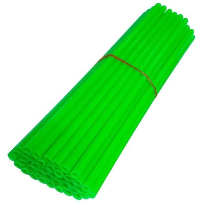 72x Couvre rayon roue avant arrière jante tube paille fendue 235 mm (21 pouces) idéal vélo bmx fixie moto cyclomoteur, vert