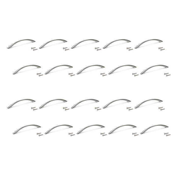 Emuca Lot de 20 poignes pour meubles Bombay L160mm entraxe 128mm Zamak Nickel satin Emuca Lot de 20 poignes pour meubles Bombay L160mm entraxe 128mm Zamak Nickel satin