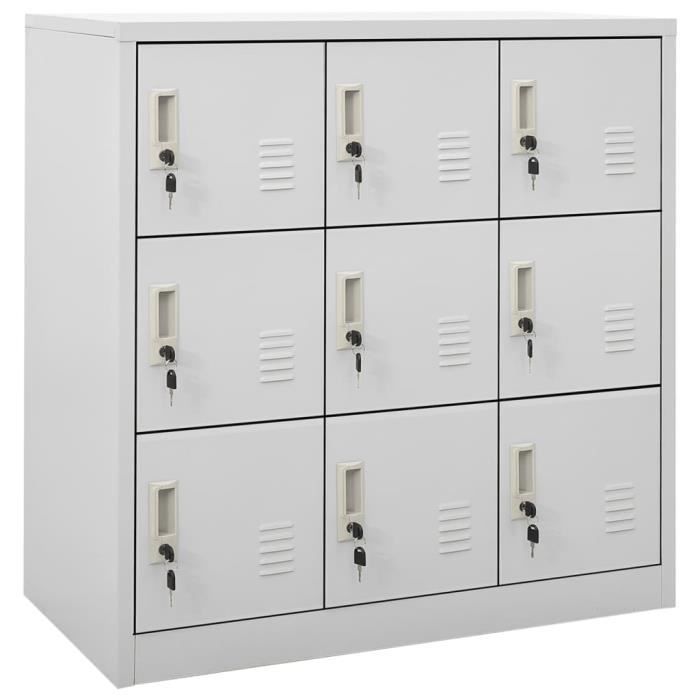 Armoire à casiers - ESTINK - 85670 - Gris clair - Acier - 9 casiers avec serrures