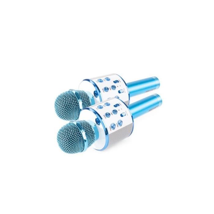 Mini Karaoké Bluetooth avec 2 Micros Sans Fil - Effets Lumineux Destockage