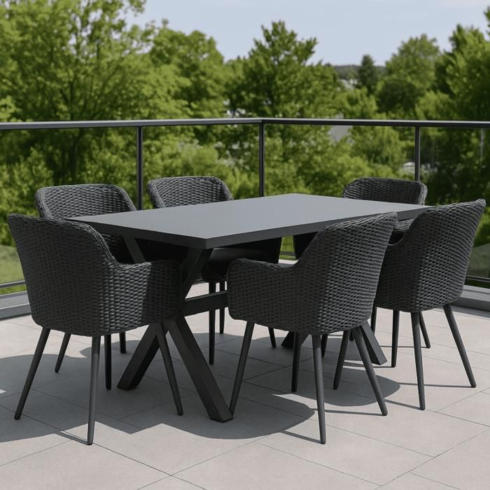 Ensemble table SANTA CRUZ + 4 fauteuils AMADORA - HARTMAN