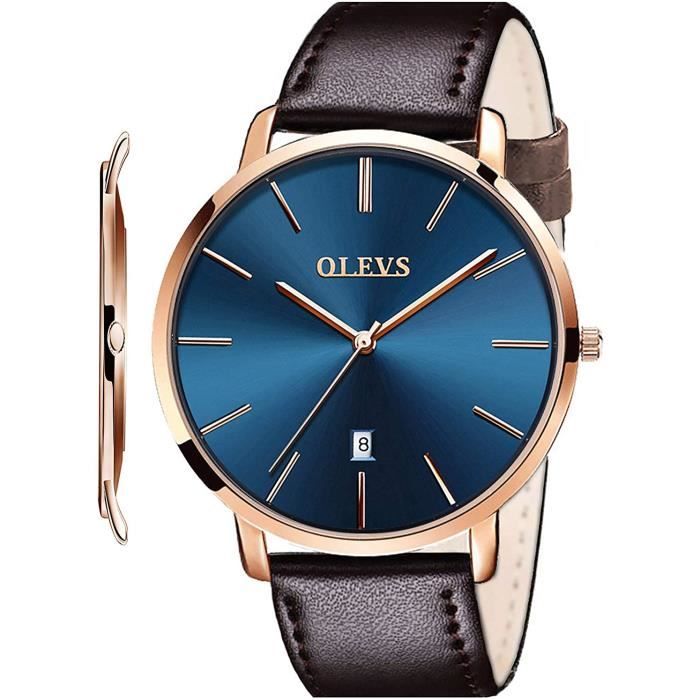 Montre Tavan Noire Fine Rétro Pour Homme - Mouvement Japonais Quartz - Neuf Avec étiquettes