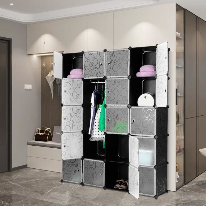 RELOVE Grande Armoire Penderie Modulable 6 Étages 12 Portes – Dressing Plastique XXL Pour Chambre, Chaussures, Vêtements
