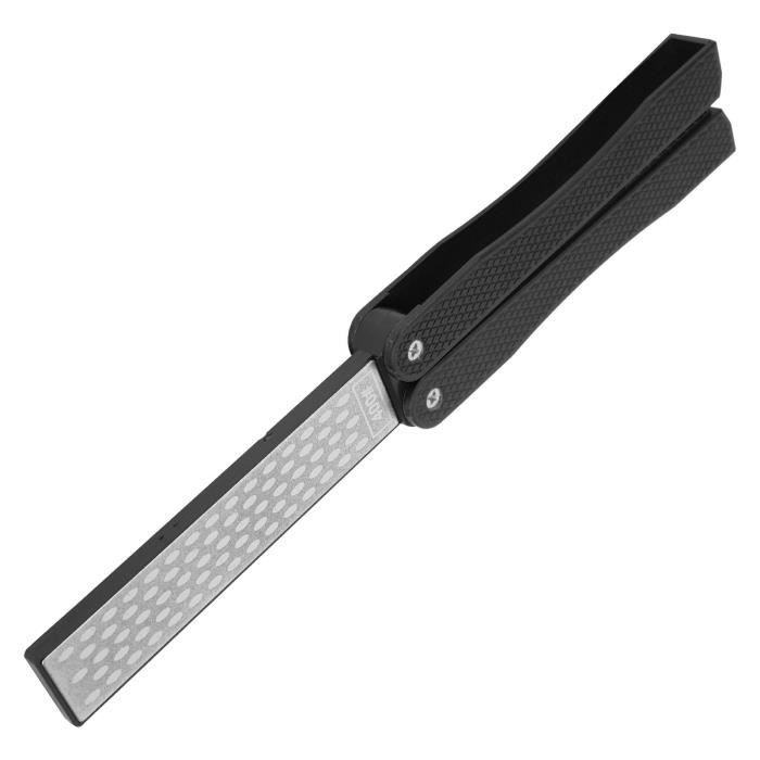 Pierre à Aiguiser Diamant Pliante - Double Face Grain 400/600, Pour Couteaux, Ciseaux, Outils De Jardin, Poche, Camping, Extérieur - 12