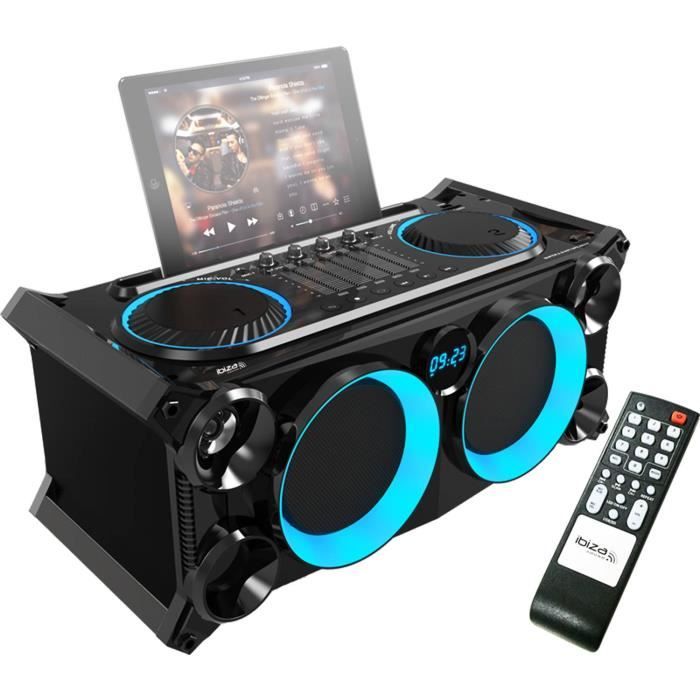 Système audio stéréo mobile & autonome avec Bluetooth-USB-SD-FM - Ibiza Sound SPLBOX200-BK