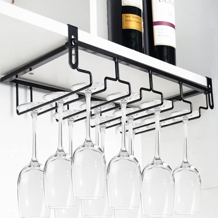 porte-verre, porte-gobelet à l'envers porte-vin porte-verre à vin suspendu 4 rangées peut contenir 12 verres (noir)