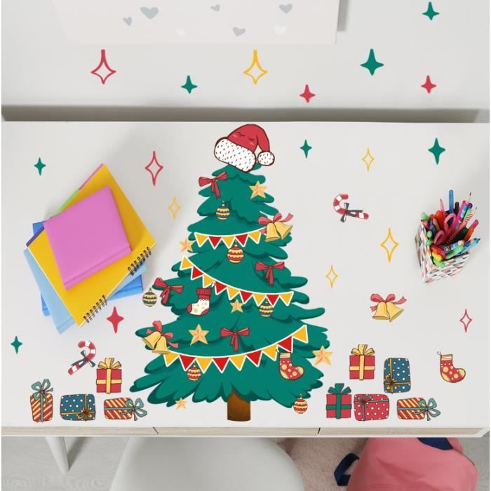 Autocollant Noël Fenêtre Santa Claus - PVC Transparent 30x90cm - Décoration Amovible Et Réutilisable