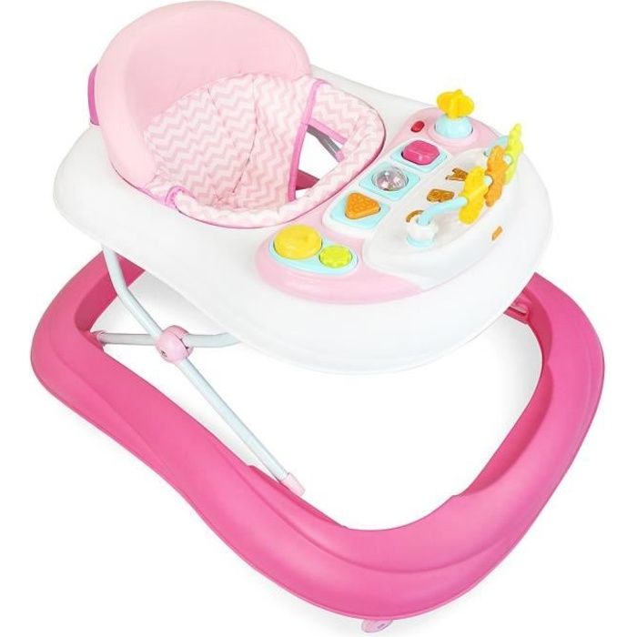 Trotteur Pour Bebes Centre D Activites Pour Bebes Motif Rose Avec Les Jouets Tranche D Age 6 A 18 Mois Cdiscount Puericulture Eveil Bebe