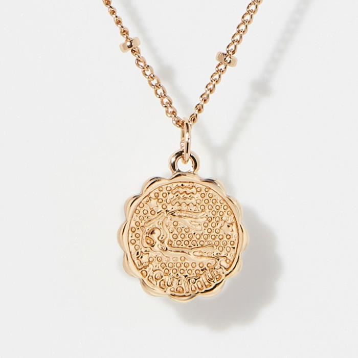 Collier Argente Zodiac Dore Verseau