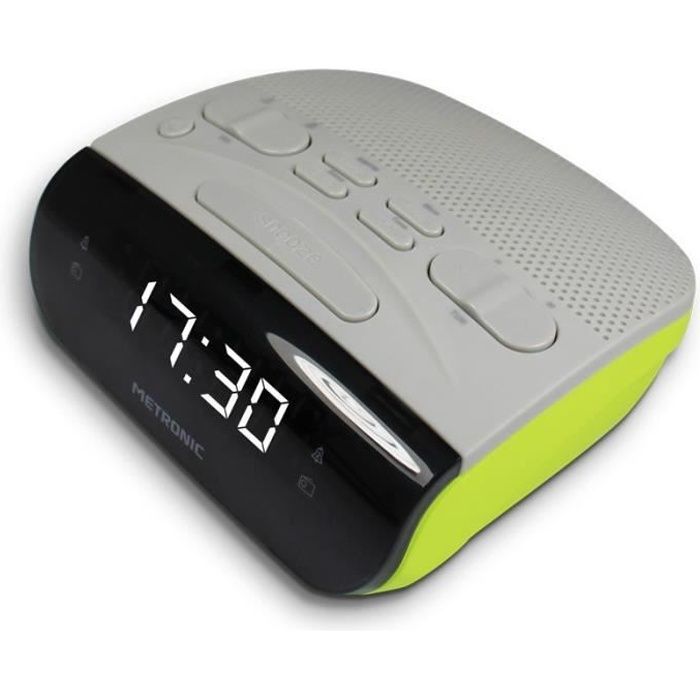 Radio-réveil METRONIC Duo Colors Double alarme - vert - FM - Rétroéclairé - Sleep - Snooze