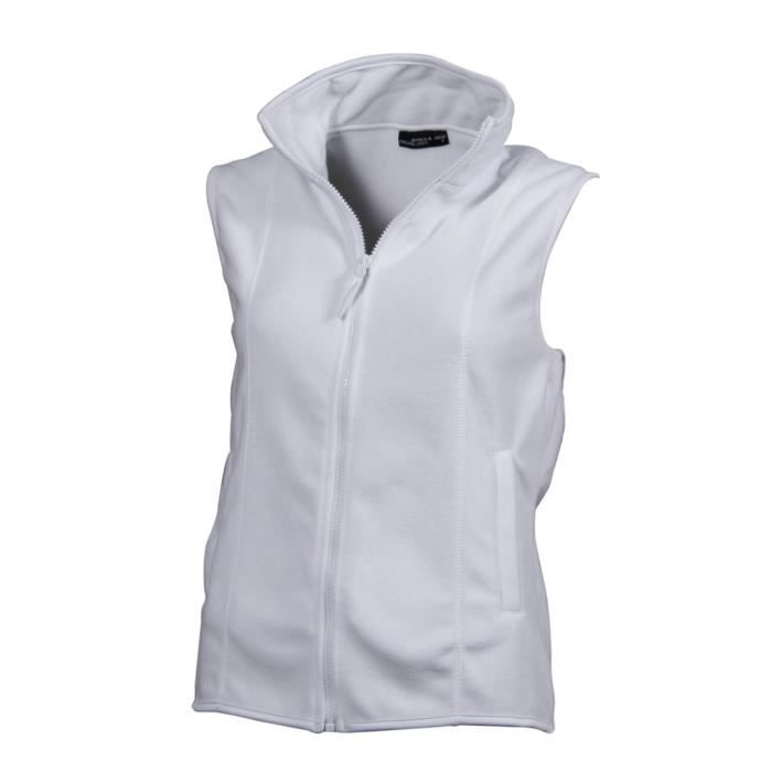 Gilet sans manches polaire femme - JN048 - Blanc - JAMES & NICHOLSON - Multisport Gilet sans manches polaire femme - JN048 - Blanc - JAMES & NICHOLSON - Multisport