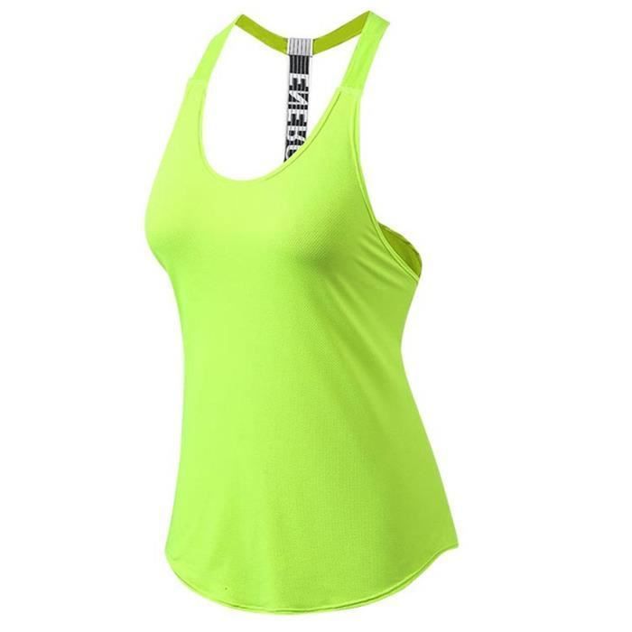 Débardeur de Sport Femme - INSFITY - Top Yoga Stretch Sans Manches - Fitness Respirant - Vert
