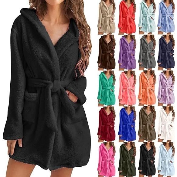 Peignoir polaire femme L ger et doux En flanelle Grande taille Peignoir ponge Femme Avec Capuche peignoirs l gers et doux