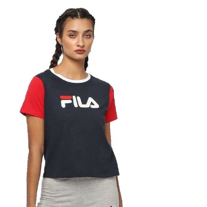 T Shirt Fila Femmes Salome Tee Bleu Manches courtes 97 coton et 5 spandex Bleu Cdiscount Pret a Porter