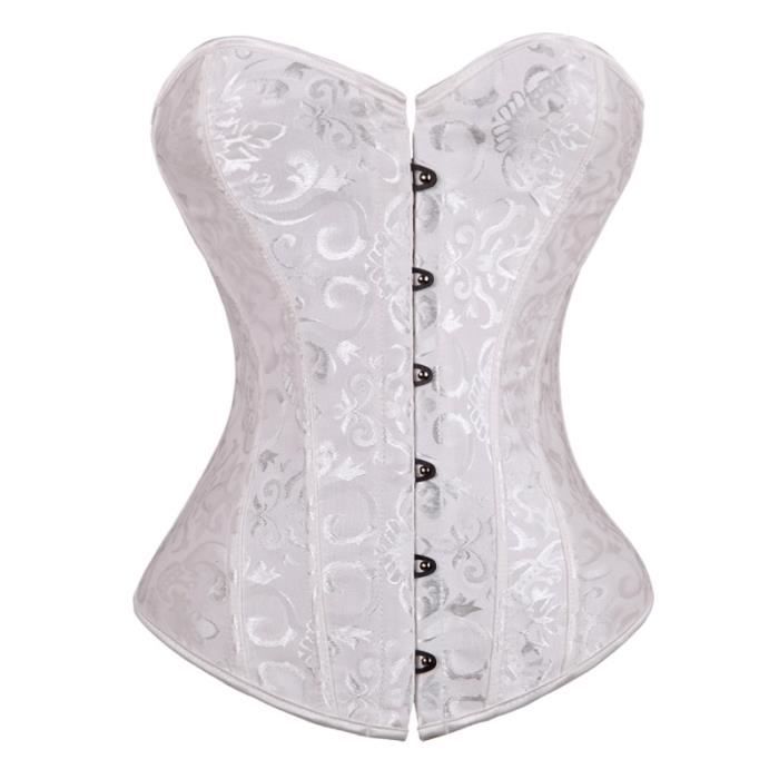 Noirblanc Sexy désossé taille formateur brocart Corsets Bustiers