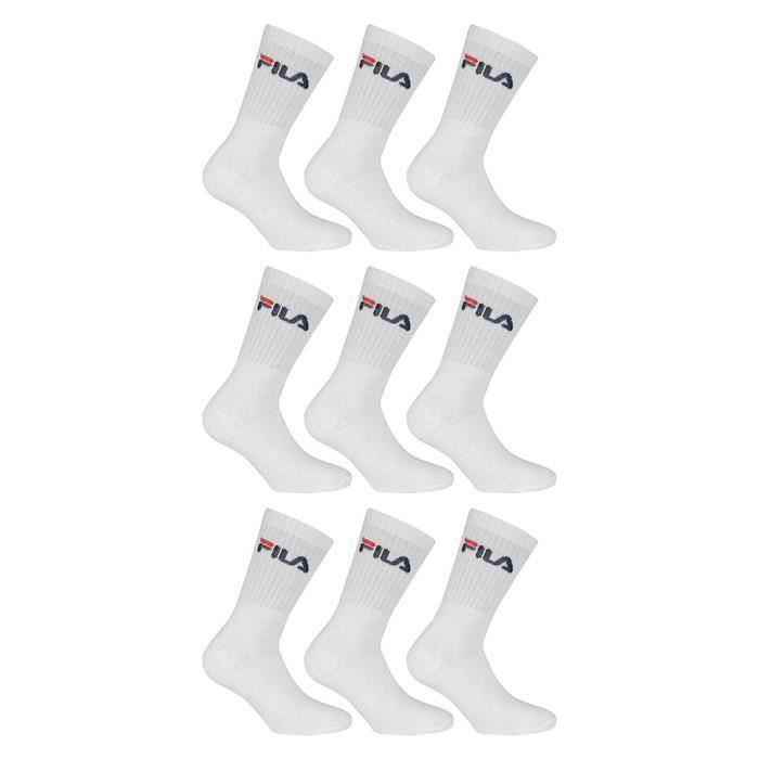 Chaussettes Licence Sport compatible FILA Collection-Assortiment modèles photos selon arrivages- Pack de 9 paires Tennis Blanches