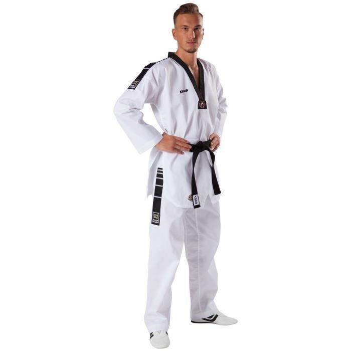 Kimono Taekwondo avec broderie Kwon Victory - blanc/noir - 160 cm