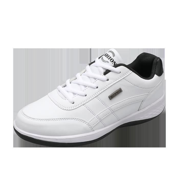 INSFITY Baskets Homme - INSFITY - Extérieur Casual Sneakers en Similicuir - Blanc - Lacets - Plat