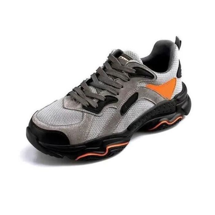 RUGNOR Safety Shoes Men Women Lightweight Basketball Safety Work Shoes Steel Toe Laces Rotary Button, Black, 36 EU