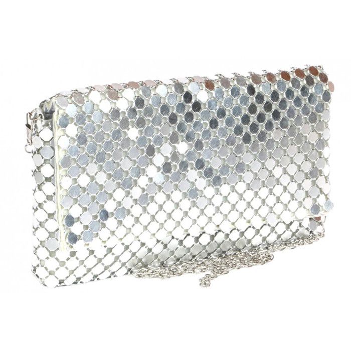 Pochette cérémonie-Nyls Création-Pochette Femme Argent Sequins Sac Soiree Mariage Chic Eleny - Gris