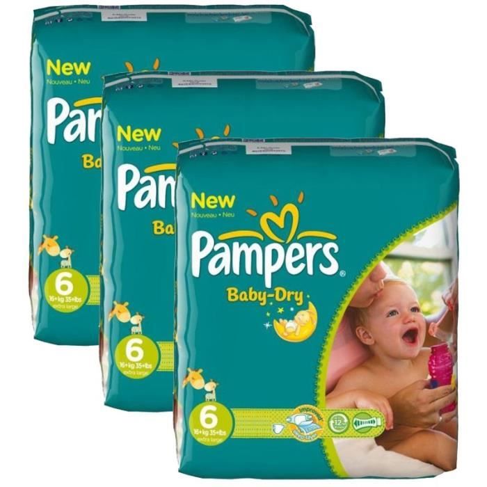 Pampers Taille 6 76 couches bébé baby dry Cdiscount Puériculture