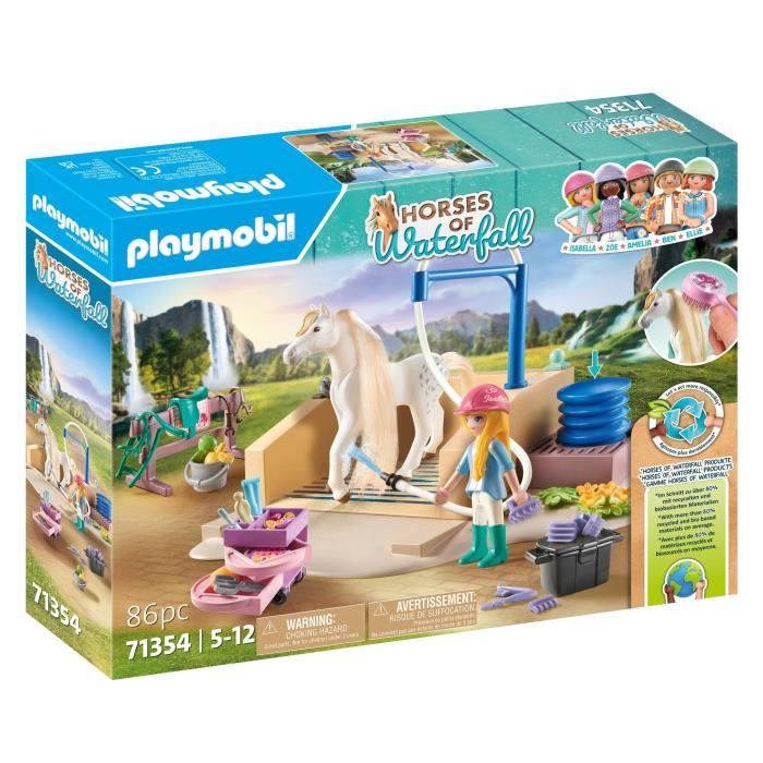 PLAYMOBIL 71354 Isabella & Lioness aire de lavage - Horses of Waterfall - Dès 5 ans - Enfant - 86 pi